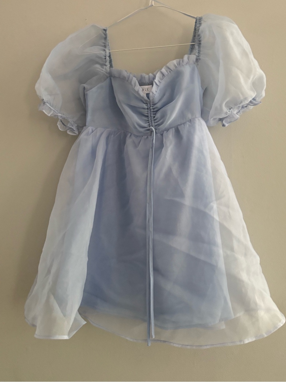 Mable Light Blue Organza Babydoll Mini Dress Size Medium